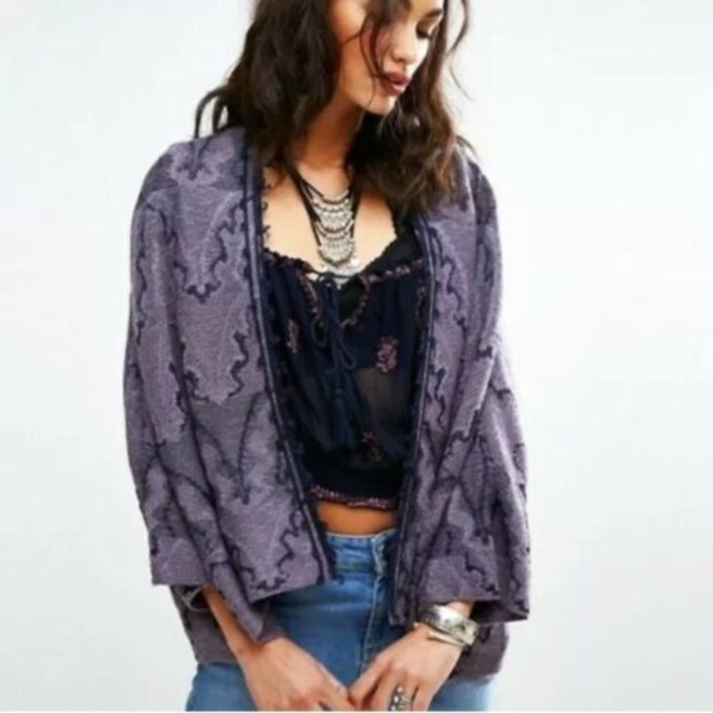 FREE PEOPLE Snakeprint Boho Open Cardigan